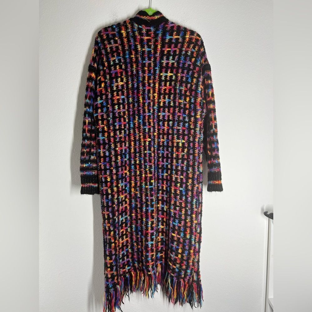 Multicolored Bohemian Open Front Fringe Hem Cardi… - image 4